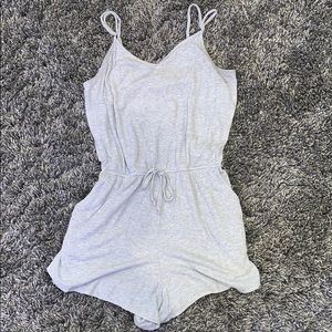 Grey and white striped romper